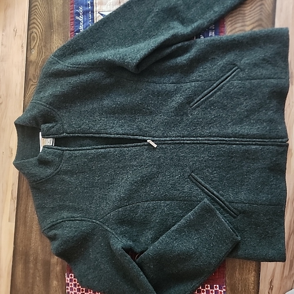 Talbots Wool Green Zip Up Sweater in size Small